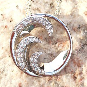 Genuine Topaz .925 Waves Pendant Sterling Silver Natural Gemstones - Surf's Up!